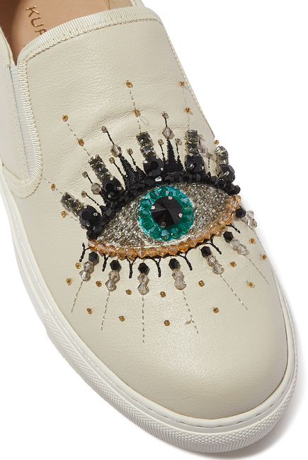 Leah Eye Leather Slip-On Sneakers